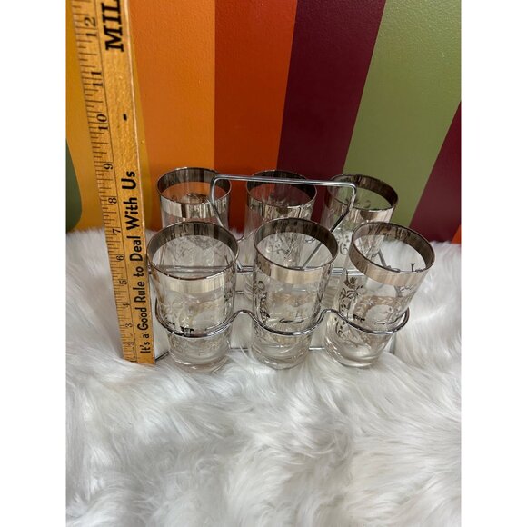 25 year anniversary Drinking Glasses with silver Caddy - 6 Glasses marriage - Picture 5 of 6